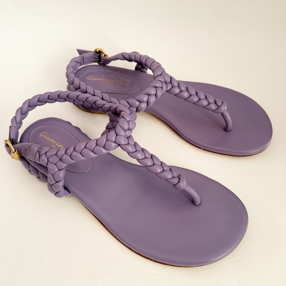 Gianvito Rossi Shoes - Gianvito Rossi Ravello Braided Napa Thong Lavender Leather Sandals Size 37.5